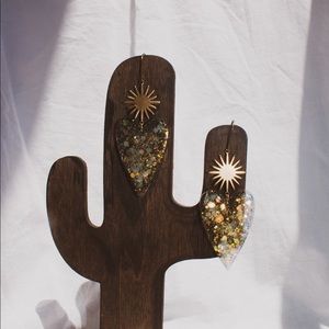 Handmade glitter, sun star earrings